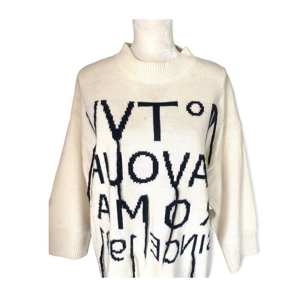 Cavour Roma Oversized Lettering Wool Blend Tunic Sweater Dress - Picture 2 of 8